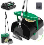 UPSKY Dog Pooper Scooper Swivel Bin & Rake Kit with 100 Waste Bags,33.4" Stainless Steel Long Handle Heavy Duty Pet Poop Shovel for Large Medium Small Dogs, Odor-Proof Lid for Yard/Lawn/Outdoor Use