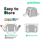 petisfam Top Load Cat Carrier for Medium Cats and Small Dogs with Washable Cozy Bed, 3 Doors and Shoulder Strap. Easy to get cat in, Easy Storage, Lightweight, Airline Approved
