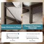 Bestier Full Bed Frame with Headboard Storage and Charging Station, Platform Bed Frame with LED Lights, Non-Slip Metal Bed Frame Full Size, Noise-Free, Easy Assembly, Grey