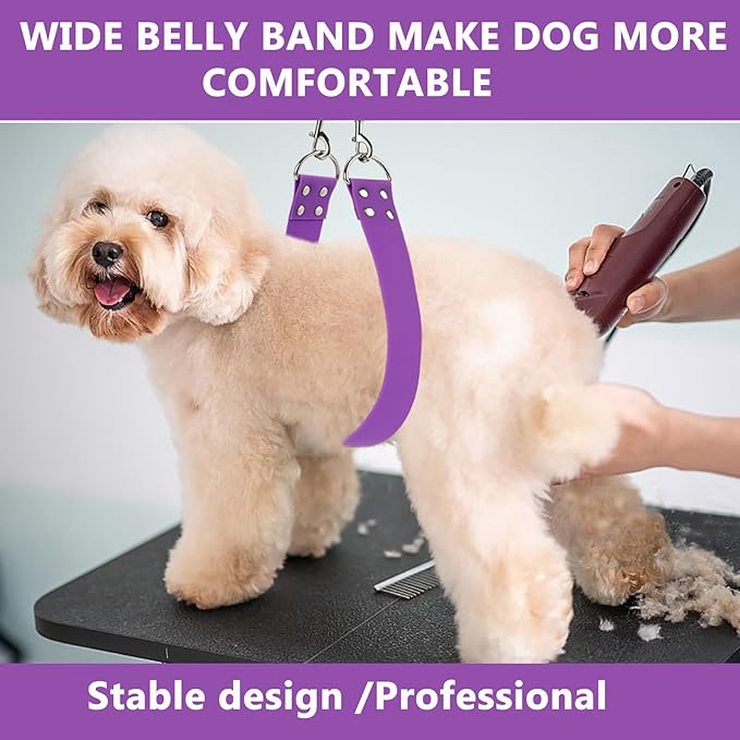 Dog Grooming Belly Band - Pet Grooming Belly Straps Groomer Belly Support 2" Wide Waterproof Strong PVC Dogs Loop with Adjustable Connector Groom Restraint for Pets Bathing Salon (Turquoise-Long)