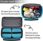 BAGLHER Pet Travel Bag, Double-Layer Pet Supplies Backpack (for All Pet Travel Supplies), Pet Travel Backpack with 2 Silicone Collapsible Bowls and 2 Food Baskets Sky Blue