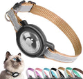 Airtag Cat Collar Breakaway, Odokele Reflective Cats Collars with Apple Air Tag Holder for Kitten, Cat GPS Tracker Adjustable Collars with Safety Quick Release Buckle for Kitties and Puppies - Brown