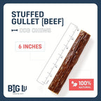Big Lu - 6-Inch Stuffed Gullet Sticks, 10 Count, Premium Beef Dog Treats, All-Natural, High-Protein, Easily Digestible Chews for Dogs, Supports Dental Health and Joint Mobility