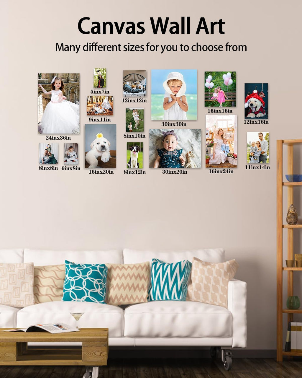 AbcCustomize Canvas Prints with Your Photos, Personalized Photo To Canvas Print for Bedroom, Living Room, Farmhouse Office Decor,Custom Canvas Wall Art for Gifts & Keepsakes, Ready to Hang