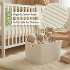 Woven Blanket Basket,65L Large Storage Bin for Blankets Toys Clothes,Decorative Rope Basket for Living Room Bedroom with Handles, White