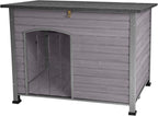 Indoor Outdoor Dog House,Anti-Chewing Iron Frame Dog Kennel,Wood Warm Pets Home,Weatherproof Outside Shelter