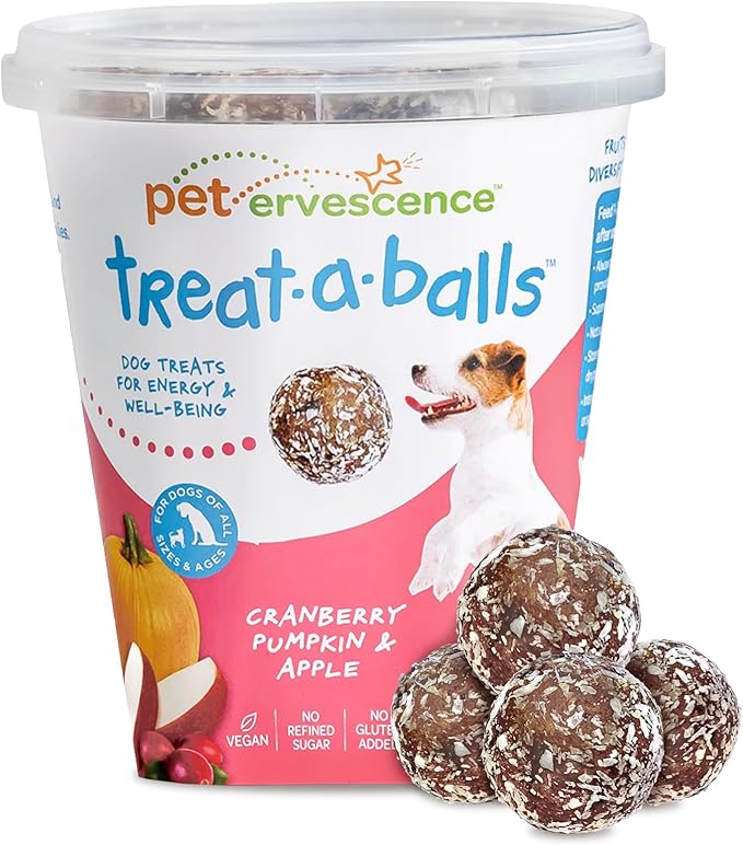Pumpkin Dog Treats with Cranberry & Apple - Healthy Dog Treats - Soft, Natural, Grain Free, Low Calorie, Gluten Free, Non-GMO, Clean & Nutritious Ingredients - 18pk