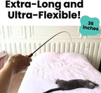 Forever Stick and 9 Cat Feather Toy Refills - The Unbreakable Cat Wand Toy, Durable Cat Toy Wand, Extra Long Cat String Toy, Cat Fishing Pole Toy for Bored Indoor Adult Cats, Cat Stick Toy