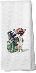 Golf Dog Kitchen Towels - Chihuahua Dish Towels, Sports Gifts, Pet Golf Club Decorative Absorbent Dishcloths Hand Towels for Kitchen Gym Spa Decor 16x24 Inches