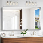 Silver Bathroom Mirror, 36x60 Inch Rectangular Deep Frame Mirror, Large Wall Mounted Bathroom Vanity Mirror Over Sink for Bedroom,Restroom, Living Room, Hangs Vertically or Horizontally
