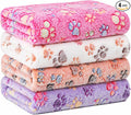 Tatuo 4 Pack Fleece Dog Blankets for Puppy Cats Multi-Size Sleep Mat for Pet Guinea Pig Soft Washable Warm Crate Bed Puppy Teething Toys Print Pattern Blanket Indoor(Mixed Color,36 x 36 Inch,Paw)
