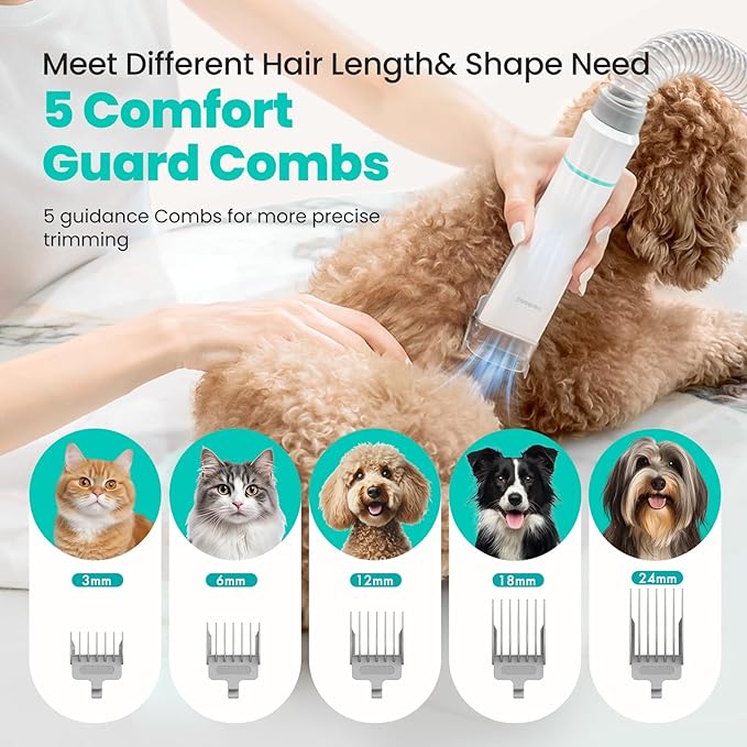 Neakasa P1 Pro Pet Grooming Vacuum Suction 99% Pet Hair, Dog Grooming Kit with 5 Professional Grooming Shedding Tools for Dogs Cats and Other Animals