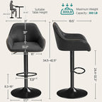 Yaheetech Bar Stools Set of 4, PU Leather Swivel Counter Height Barstools, Adjustable Bar Chairs with Backrest and Footrest, Kitchen Island Stool for Home Kitchen, Black