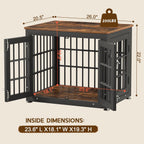 26 Inch Heavy Duty Dog Crate Furniture for Small Dogs, Decorative Pet House End Table, Wooden Cage Kennel Furniture Indoor, Rustic Brown