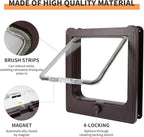 NAMSAN Cat Door Interior Door, Brown, Flap Opening 7.1" x 7.3", 4 Way Locking Cat Door for Exterior Door, Weatherproof Pet Door for Cats Small Dogs, Cat Flap Doors for Wooden/Metal Door, Window