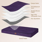 EHEYCIGA Orthopedic XXL Dog Beds for Jumbo Dogs with Removable Washable Cover for Crate, Purple, 47x29