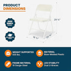 OEF Furnishings OEF800 Series Premium Heavy-Duty Plastic Folding Chairs, Lightweight, Durable Seating for Indoor and Outdoor Use, 500 lb Capacity (4-Pack, Ivory Plastic with White Frame)
