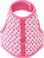 Mile High Life Dog Harness, Air Mesh Floral Vest Harness for 20 lbs Small Dogs & Cats, Easy Get on Adjustable Easy Closures Both Neck and Chest (Pink Flower, XS Chest 14"-16")