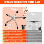Office Chair Base Replacement PartsWith 5 Casters with Brakes(3300 lbs) - Heavy Alloy Office Chair Base Replacement, Universal Gas Cylinder