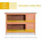 PawHut 54" 2-Story Large Rabbit Hutch Bunny Cage Wooden Pet House Small Animal Habitat with Lockable Doors, No Leak Tray and waterproof Roof for Outdoor/Indoor Orange