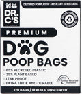 Certified 65% PCR (Post Consumer Recycled) Plastic and 35% Plant Based Dog Poop Bags - Dr. C's Premium Dog Poop Bags - 270 Bags / 18 Rolls, Extra thick, Leak Proof, Unscented, Earth Friendly