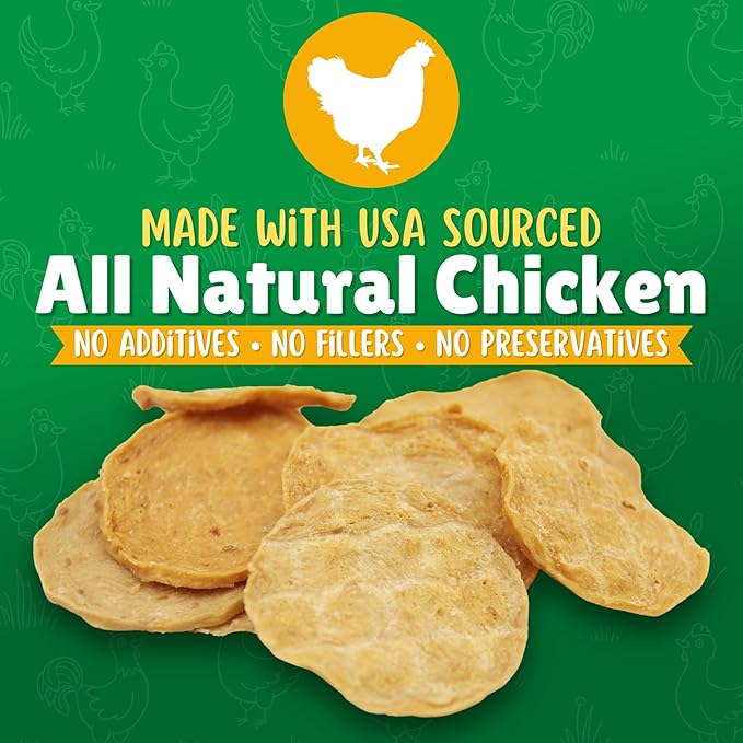 Chicken Chips Dog Treats – Made in USA, All Natural Chicken Jerky Treats, Grain-Free, High Protein, Single Ingredient, Crispy & Healthy Training Snacks for Dogs – 6 oz Jar