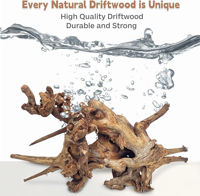 PINVNBY Natural Driftwood for Aquarium Decor Fish Tank Decorations Reptile Decor Driftwood Decor, 3 Pieces 7"-11" Assorted Driftwood Branch