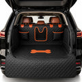 SUV Cargo Liner for Dogs, 100% Waterproof PU Leather Dog Trunk Cover for SUV with Bumper Flap & Side Walls, Heavy Duty Pet Cargo Protector, Fit for Most Mid-Size Large SUVs (Bone Pattern, L)