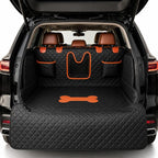 SUV Cargo Liner for Dogs, 100% Waterproof PU Leather Dog Trunk Cover for SUV with Bumper Flap & Side Walls, Heavy Duty Pet Cargo Protector, Fit for Most Mid-Size Large SUVs (Bone Pattern, L)