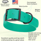 Dogline Biothane Waterproof Dog Collar Strong Coated Nylon Webbing with Black Hardware Odor- Proof for Easy Care Easy to Clean High Performance Fits Small Medium or Large Dogs, Teal