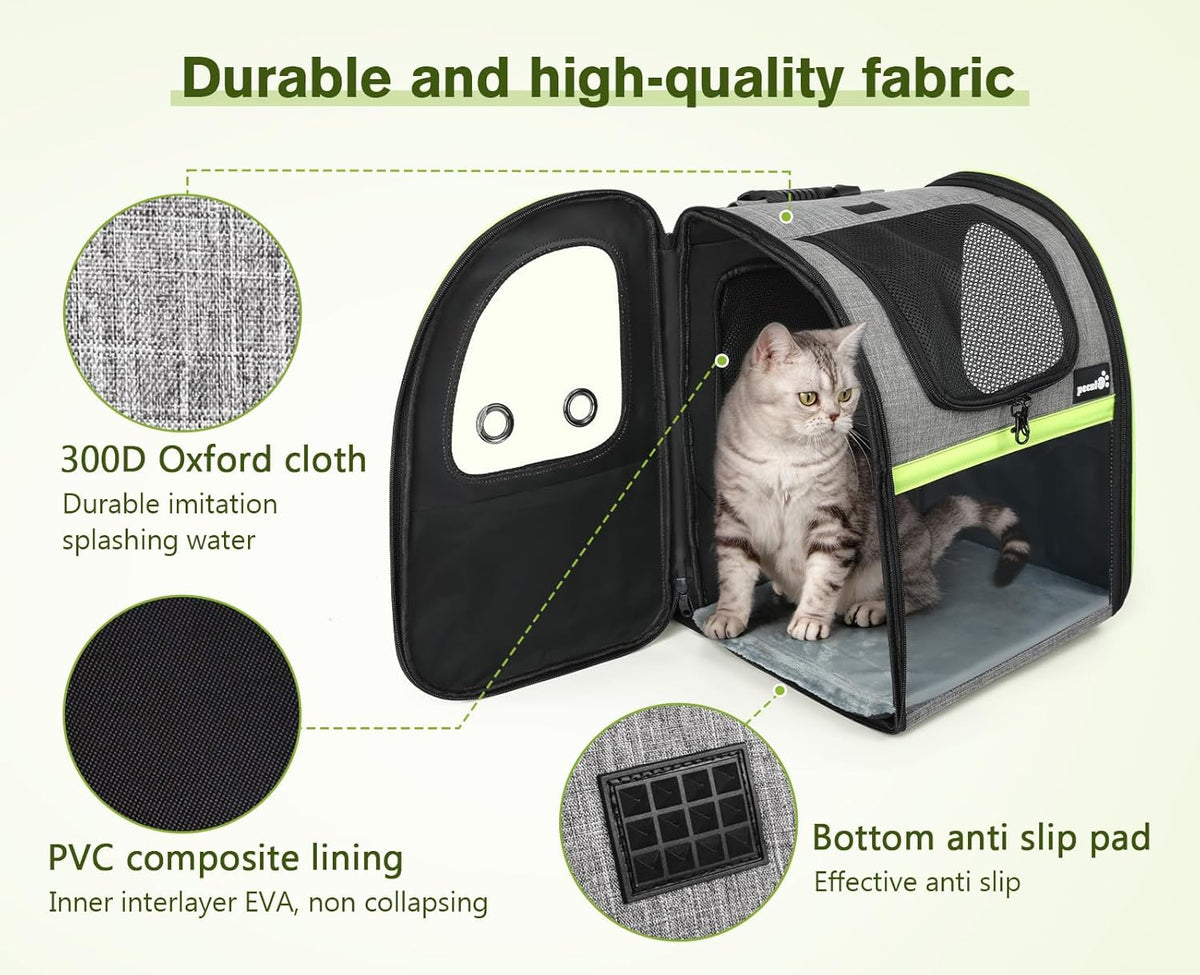 Pecute Pet Carrier Backpack, Large Cat Carrier Backpack Hold Up to 22 Lbs, Expandable cat Backpack with Breathable Mesh for Medium Dogs Cats, or 2 Small Pets, Dog Backpack Carrier for Travel Hiking