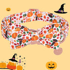 DOGWONG Fall Dog Collar with Bowtie - Fall Dog Collar Soft Cotton Autumn Dogs Necklace - Halloween Puppy Necklace for Small Medium Large Dogs