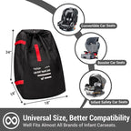 Car Seat Travel Bag Backpack for Air Travel - Karfast Universal Infant Carseat Gate Check Bag Cover for Airplane, Foldable with Pouch, Black