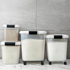 HANAMYA 20 LB Rice Storage Container with Measuring Cup, BPA free, For Rice | Grain | Pet Food | Flour, 1 count, Clear & Black