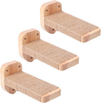 3pcs Cat Wall Steps, Climbing Mounted Furniture, Shelves With Hemp Rope Covered, Solid Wood Ladder for Playing and Climbing (Standard-Wood)