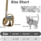 Tactical Cat Harness and Leash for Walking Esacpe Proof,Adjustable Soft Mesh Large Cat Vest with Rubber Handle Easy to Control,Molle Patches