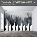 Misty Forest Landscape Wall murals Woodland Tree Peel and Stick Wallpaper for Bedroom Living Room - 108"x157"