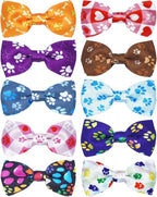 PET SHOW 10 Pack Paw Small Dog Bow Ties Sliding Collar Attachments Puppy Cats Bone Bowties for Medium Dogs Cute Bowknots Wedding Party Holiday Pet Grooming Accessories(Small)