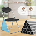 S AFSTAR Folding Chairs Set of 6, 6 Pack Metal Folding Chairs with Padded Seat, 6-Piece Black Foldable Chairs for Reception Waiting Meeting Room Office Lobby Church, Free Assembly, 254 LBS Capacity