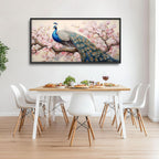 Quorin Peacock Large Wall Art Elegant Peacock Pictures Wall Decor Pink Flower Tree Canvas Print Painting Artwork for Bathroom Living Room Bedroom 60L x 30W