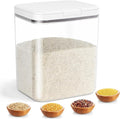 Rice Storage Container - 5.8 Qt | 11 Lbs Crystal-Clear Plastic Food Storage Container Bin with Pop-up Lid for Rice Flour Sugar, Dry Food Holder for Kitchen Pantry Organization and Storage