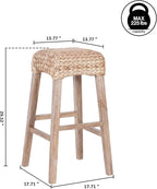 JONATHAN Y BSL1101B Maui 29.5" Rustic Bohemian Hyacinth/Wood Backless Bar Stool for Home, Kitchen, Dining Room, Workspaces, Cafes and Resturants, Natural Woven Seat with Natural Wood Frame