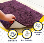 Muddy Mat® | Super Absorbent Door Mat Indoor, Microfiber Quick Dry Chenille Entryway Rug, Non-Slip Front Door Mat, Indoor Mats for Entryway, Machine Washable Pet Rug, Dark Purple 36" x 120"