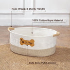 Dog Toy Basket - Cotton Rope Dog Toy Bin With Handle - Cute Woven Pet Toy Box - Perfect Toy Basket For Pets - Storage Baskets For Organizing - Toy Box For Dogs
