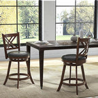 COSTWAY Bar Stool Set of 2 for Kitchen Island, Swivel Upholstered Counter Height Barstools with PU Surface, Rubber Wood Frame, 360° Rotatable Seat, Curved Back, Sturdy Footrest (2, 24" Seat Height)