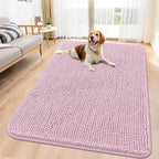 Smiry Dog Door Mat for Muddy Paws 59x35, Absorbs Moisture and Dirt Doormat, Non-Slip Washable Quick Dry Chenille Front Door Mat Indoor Entrance, Entryway Carpet for Inside Floor, Dusty Rose