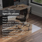 Vitrazza Glass Chair Mat 45” x 53” Superior ¼ Thick, Chiaro Standard Clear, Certified Tempered Safety Glass, Delivers a Smooth Glide, Protects Carpet or Wood, Beautiful in Home or Office.