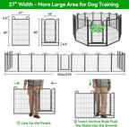 Dog Playpen Outdoor 12 Panels Heavy Duty Dog Fence 40" Height Anti-Rust with Doors Portable for RV Camping Yard, Total 27FT, 58 Sq.ft, Snowy Black