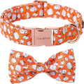 Unique Style Paws Halloween Day Dog Collar with Bow Line Pumpkin Cotton Dog Collars for Small Medium Large Dogs