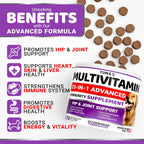 Dog Multivitamin Chewable with Glucosamine - Dog Vitamins and Supplements - 170 Treats - Senior & Puppy Multivitamin for Dogs - Hip & Joint Support - Immune Health, Skin, Heart, Digestion, Probiotics
